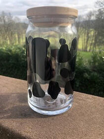 Glass Can Cow Print (Black)